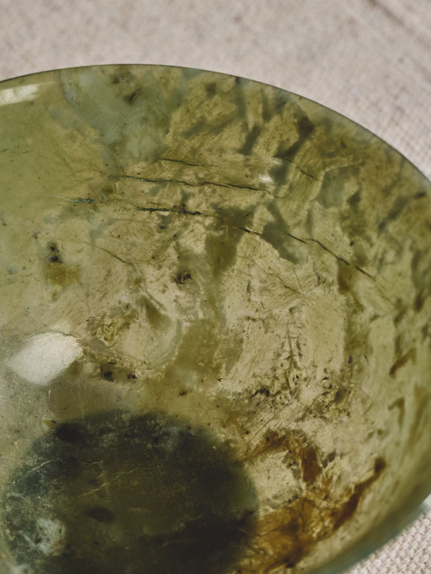 Antique Chinese Spinach Jade Bowls