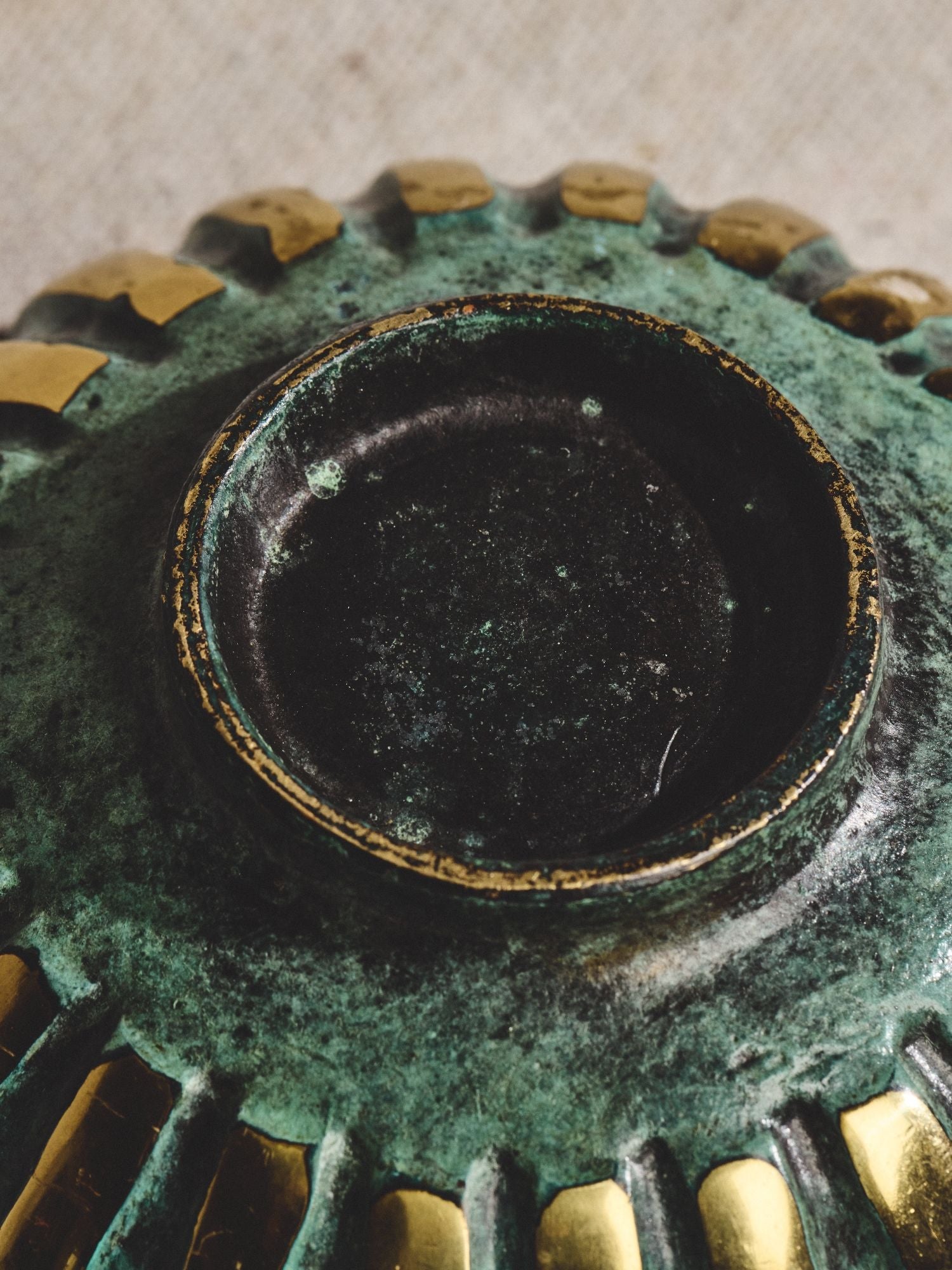 Striped Brass Bowl with Patina