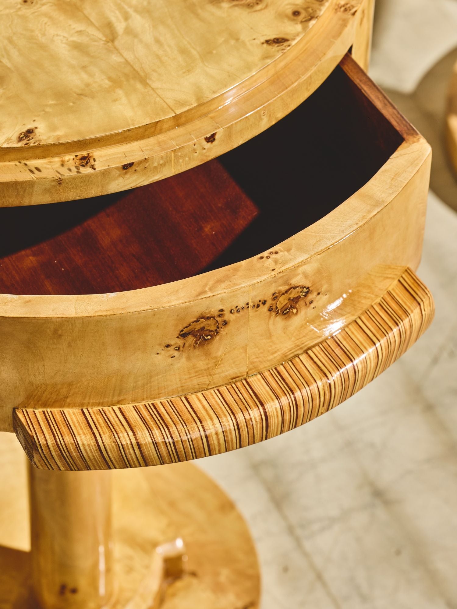 Pair of Vintage Swedish Art Deco Burl Side Tables