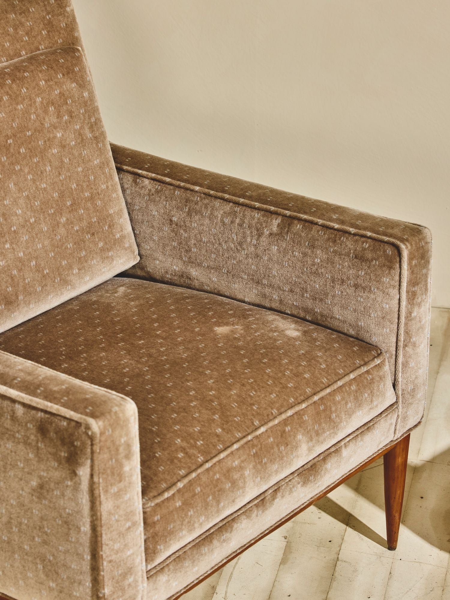 Pair of Mid-Century Paul McCobb Club Chairs - Taupe Velvet