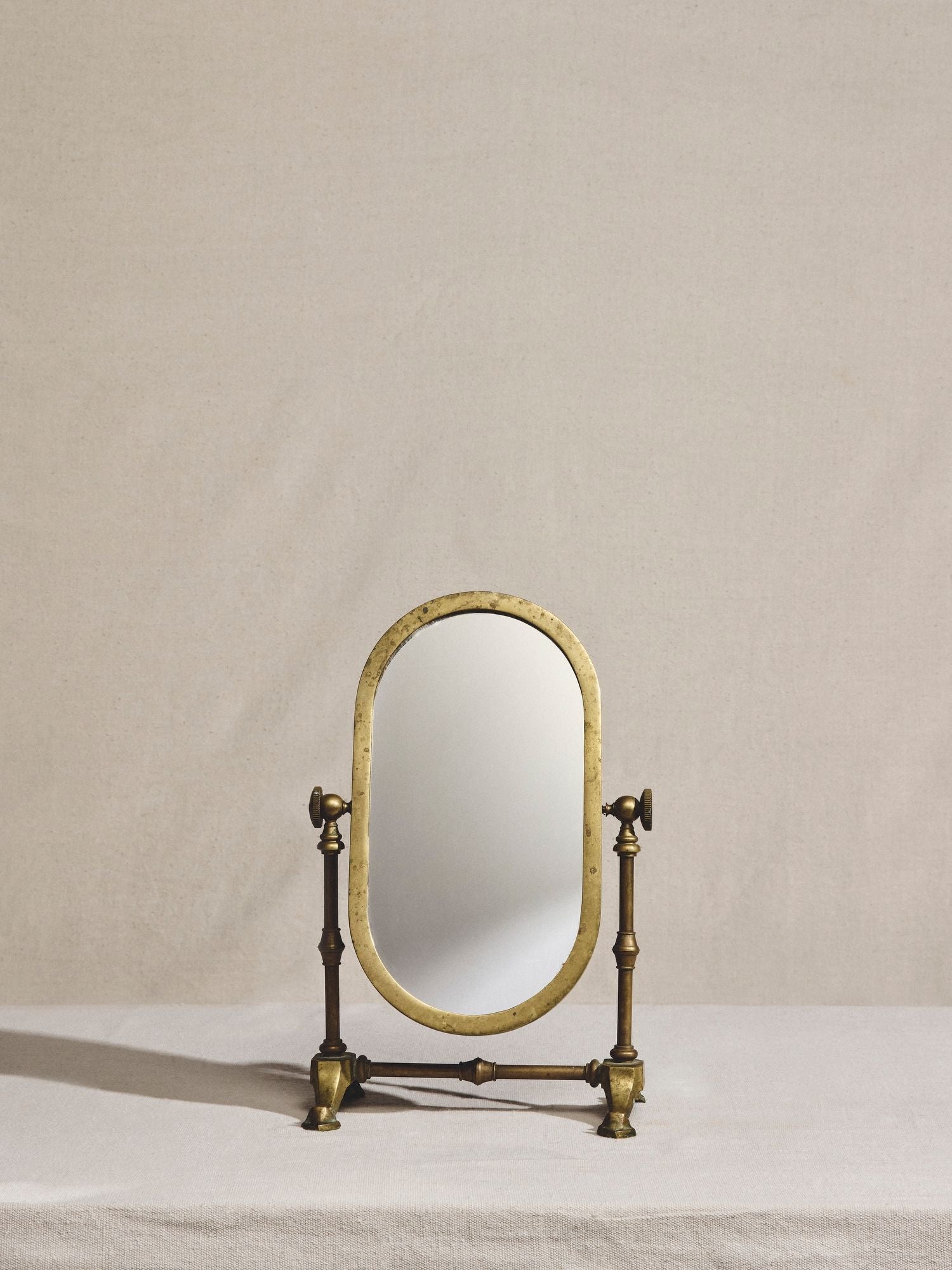 Small Brass Oval Desk Mirror