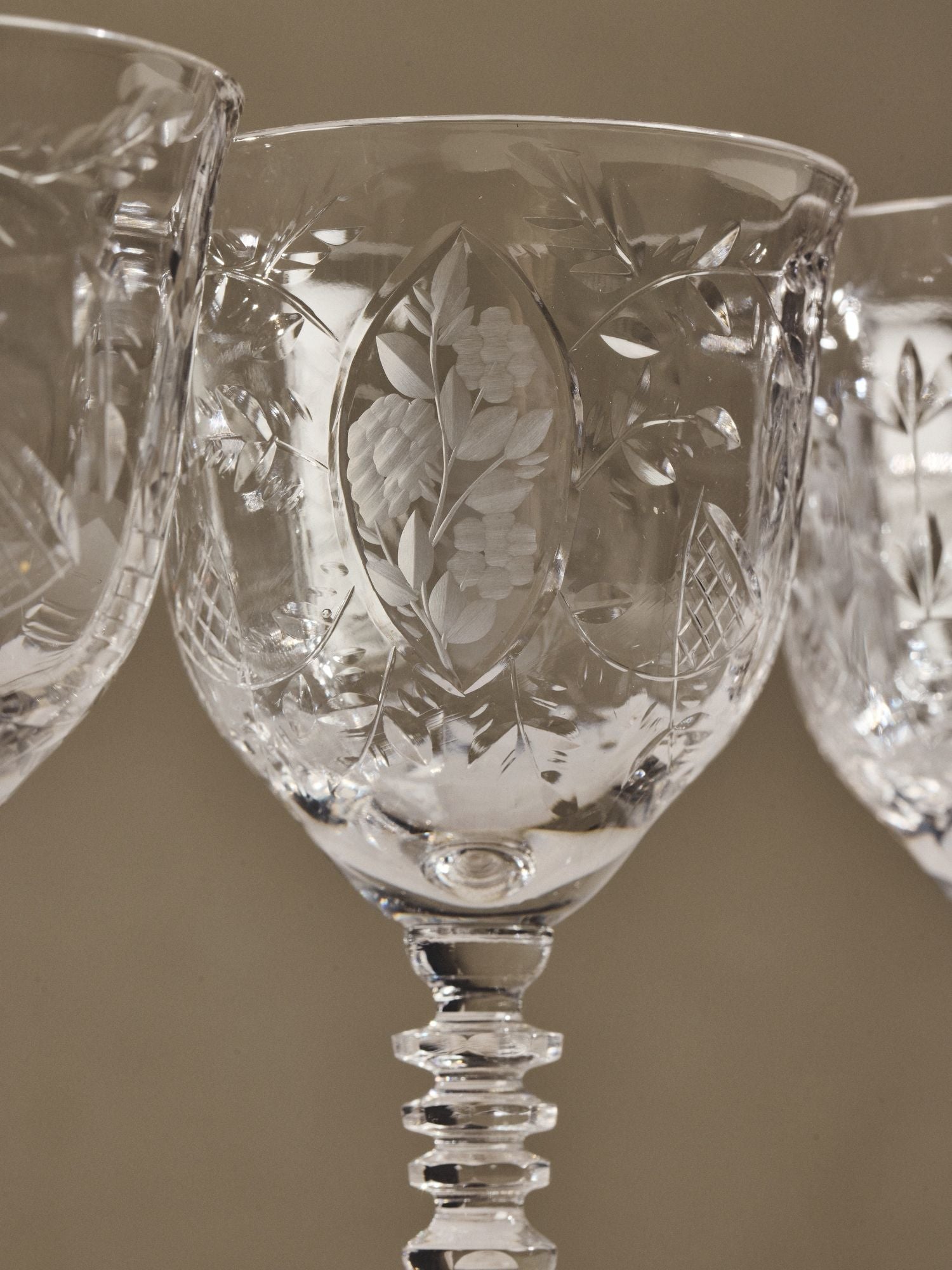 Floral Etched Crystal Stemware