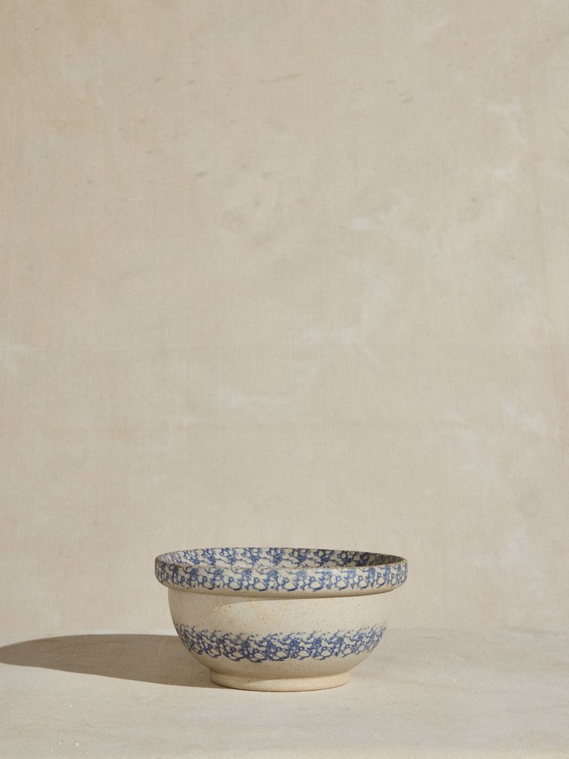 Blue & White Spongeware Stoneware Mixing Bowl