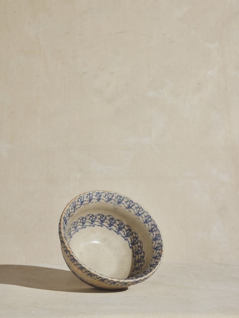 Blue & White Spongeware Stoneware Mixing Bowl