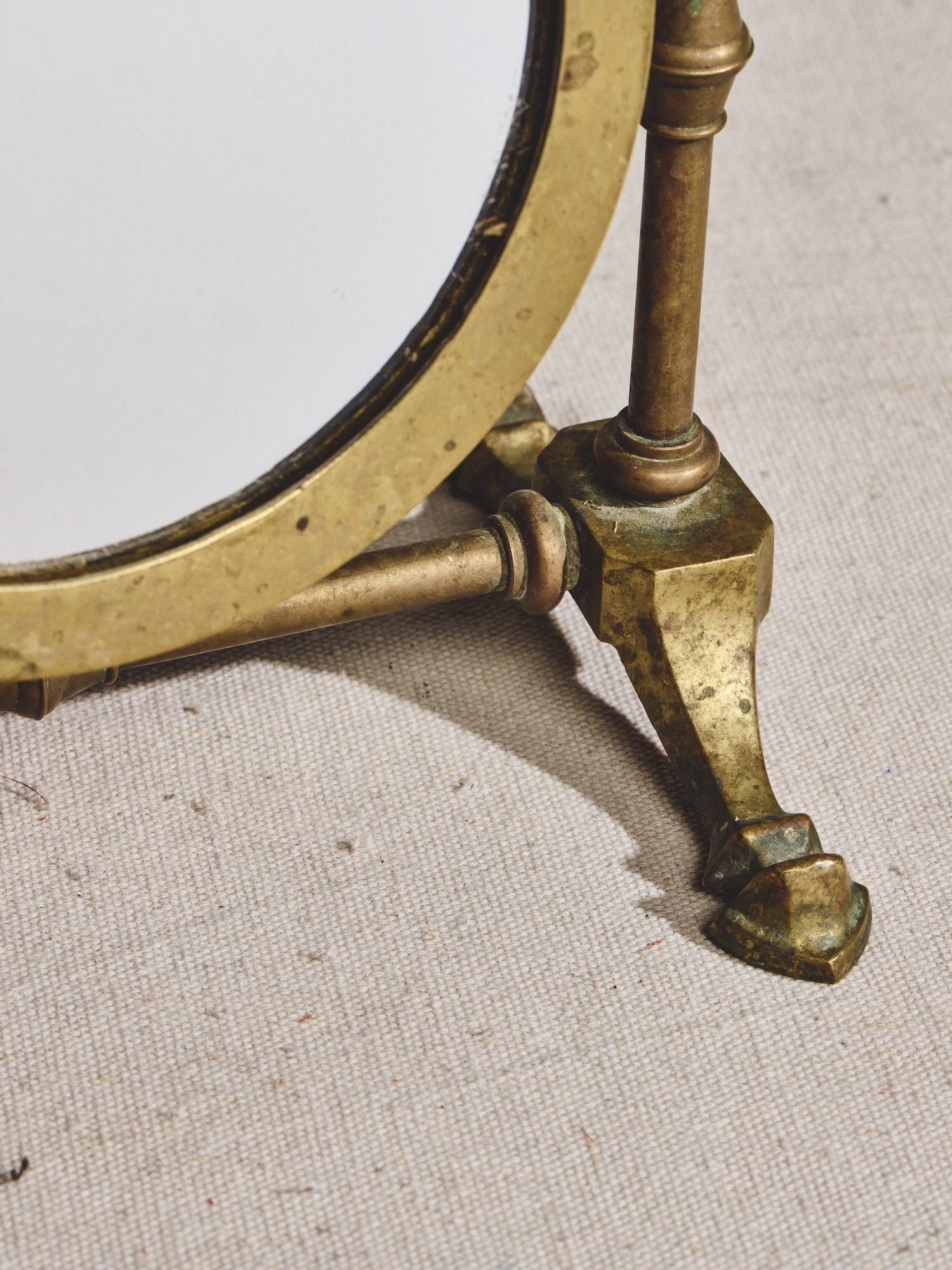Small Brass Oval Desk Mirror