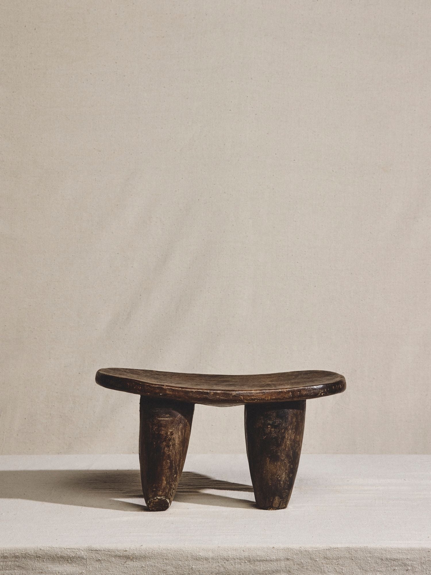 Hand-Carved Wooden Footstool