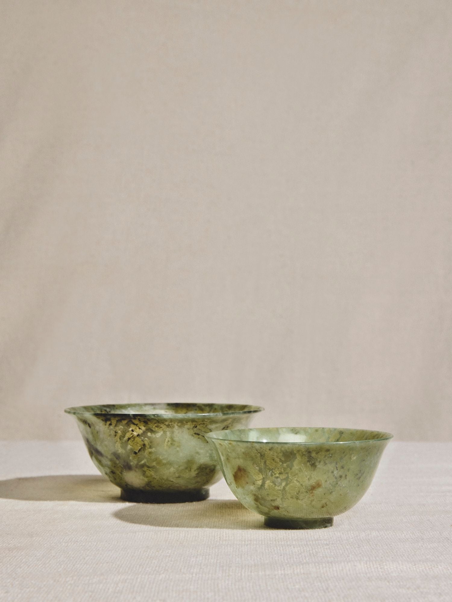 Antique Chinese Spinach Jade Bowls