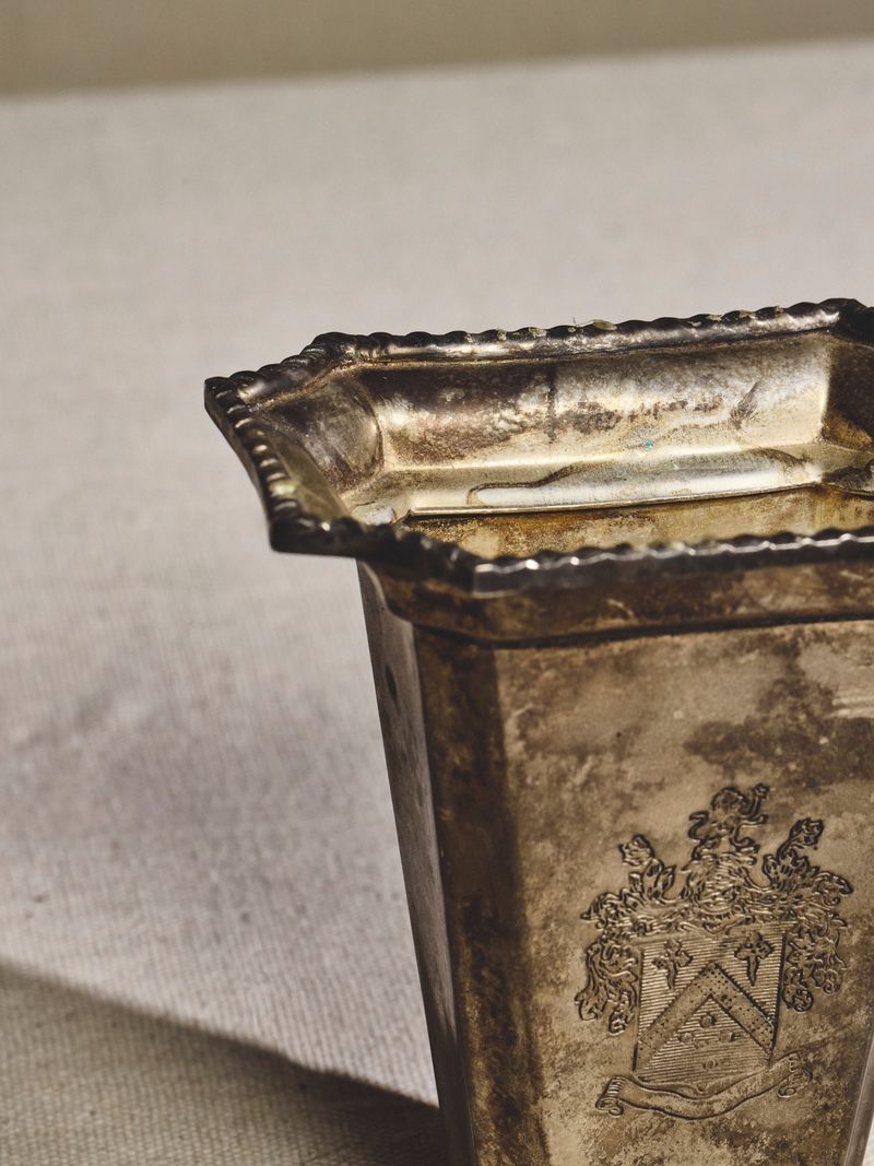Silver Plate Crested Vase
