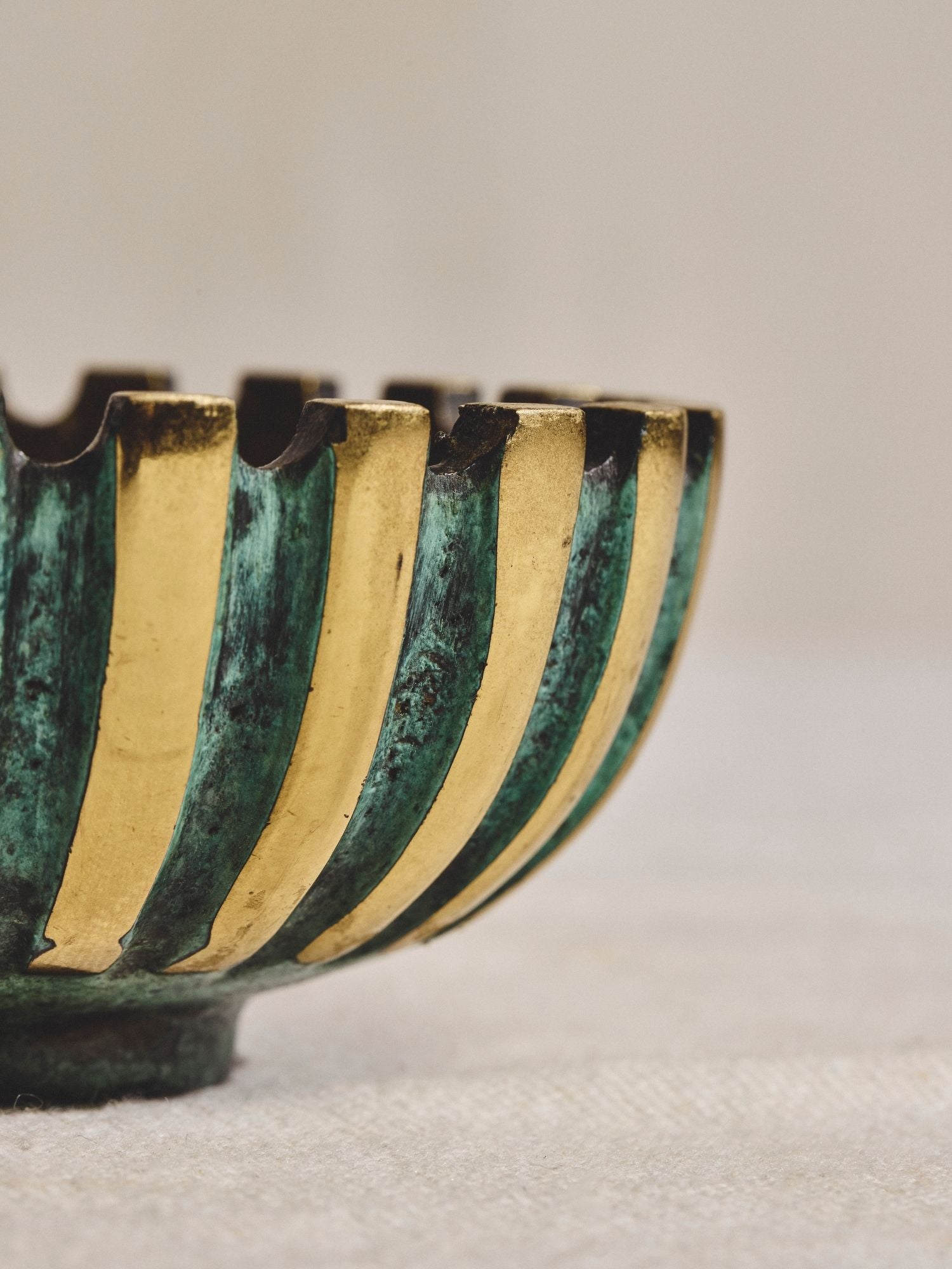 Striped Brass Bowl with Patina