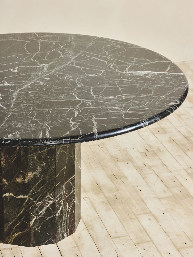 Round Green Marble Pedestal Dining Table