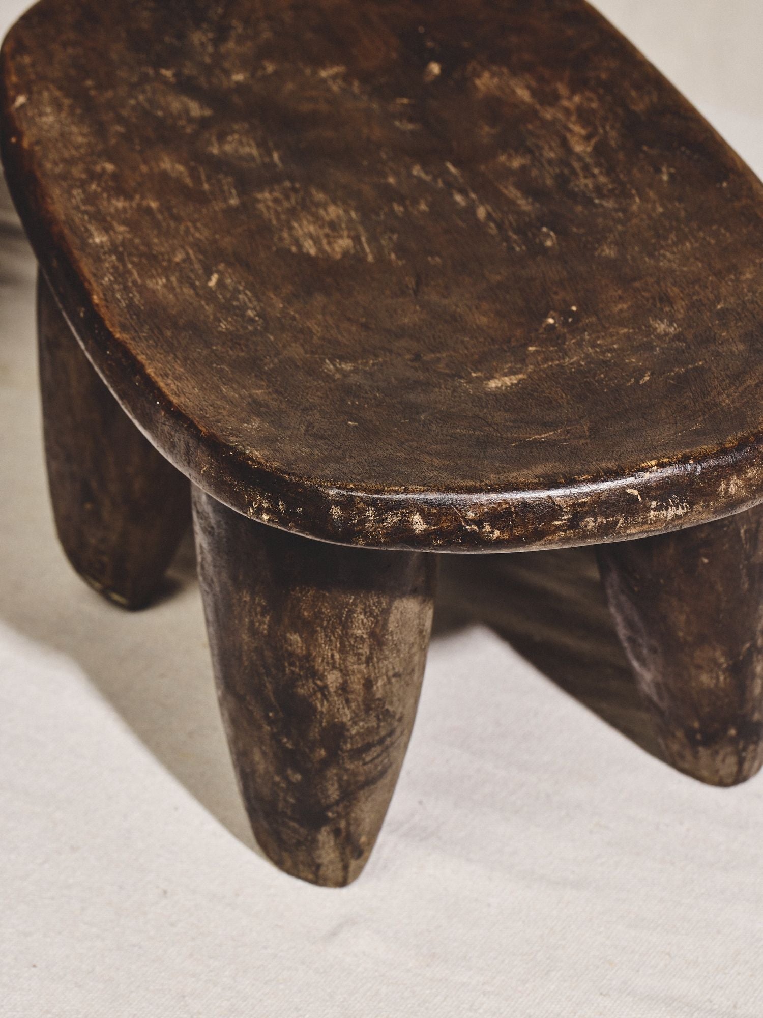 Hand-Carved Wooden Footstool