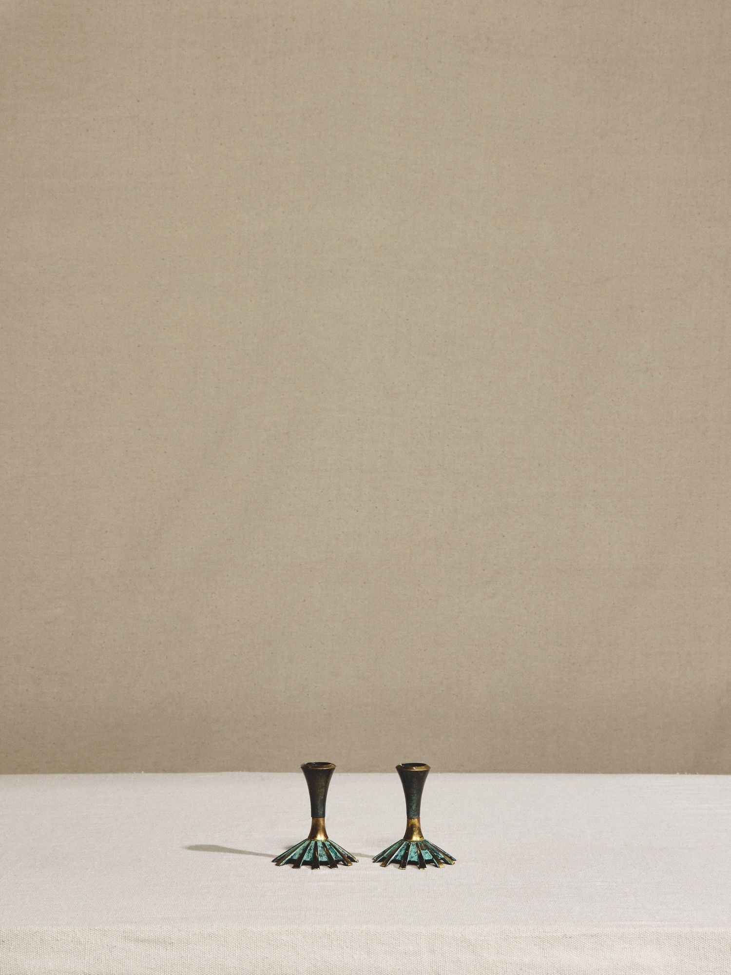 Patinated Brass Candle Holders