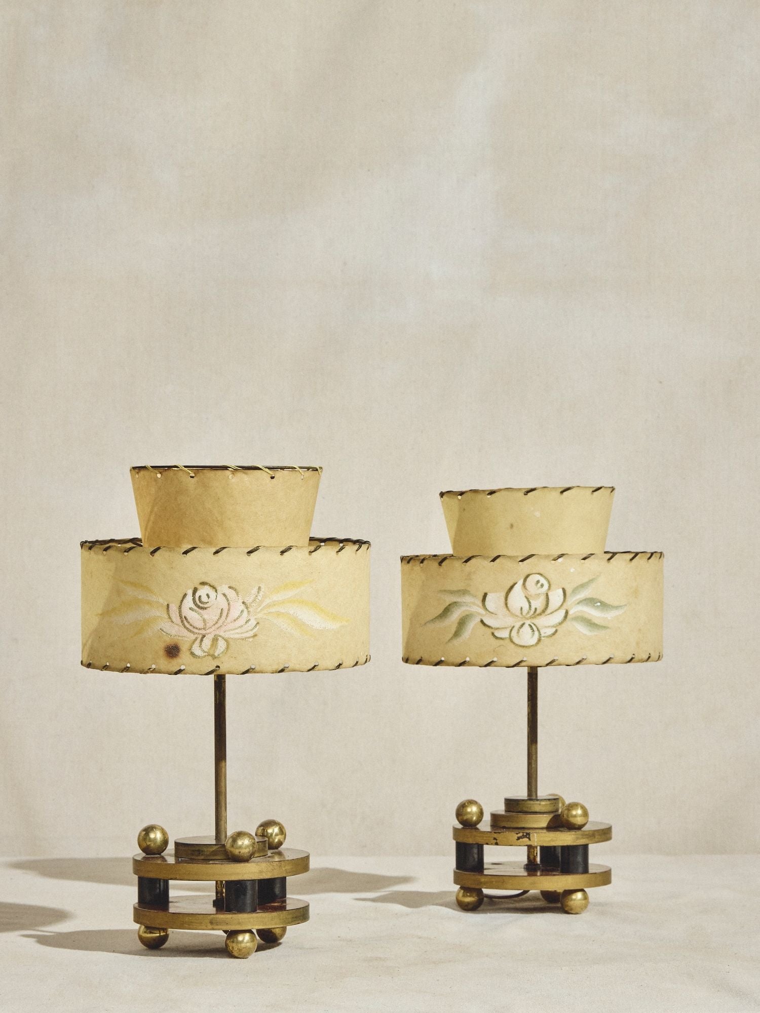 Pair of Burl Art Deco Table Lamps