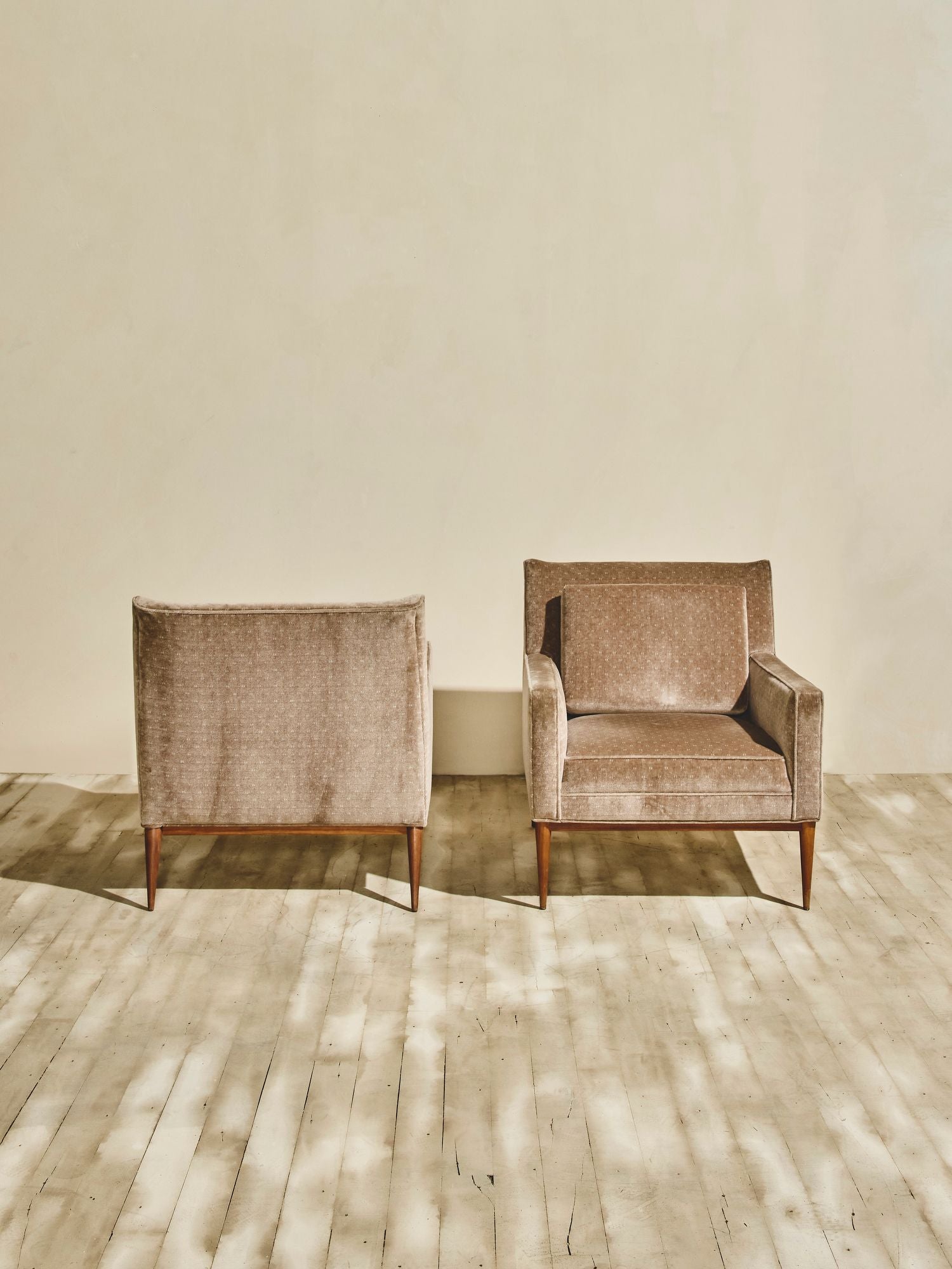Pair of Mid-Century Paul McCobb Club Chairs - Taupe Velvet