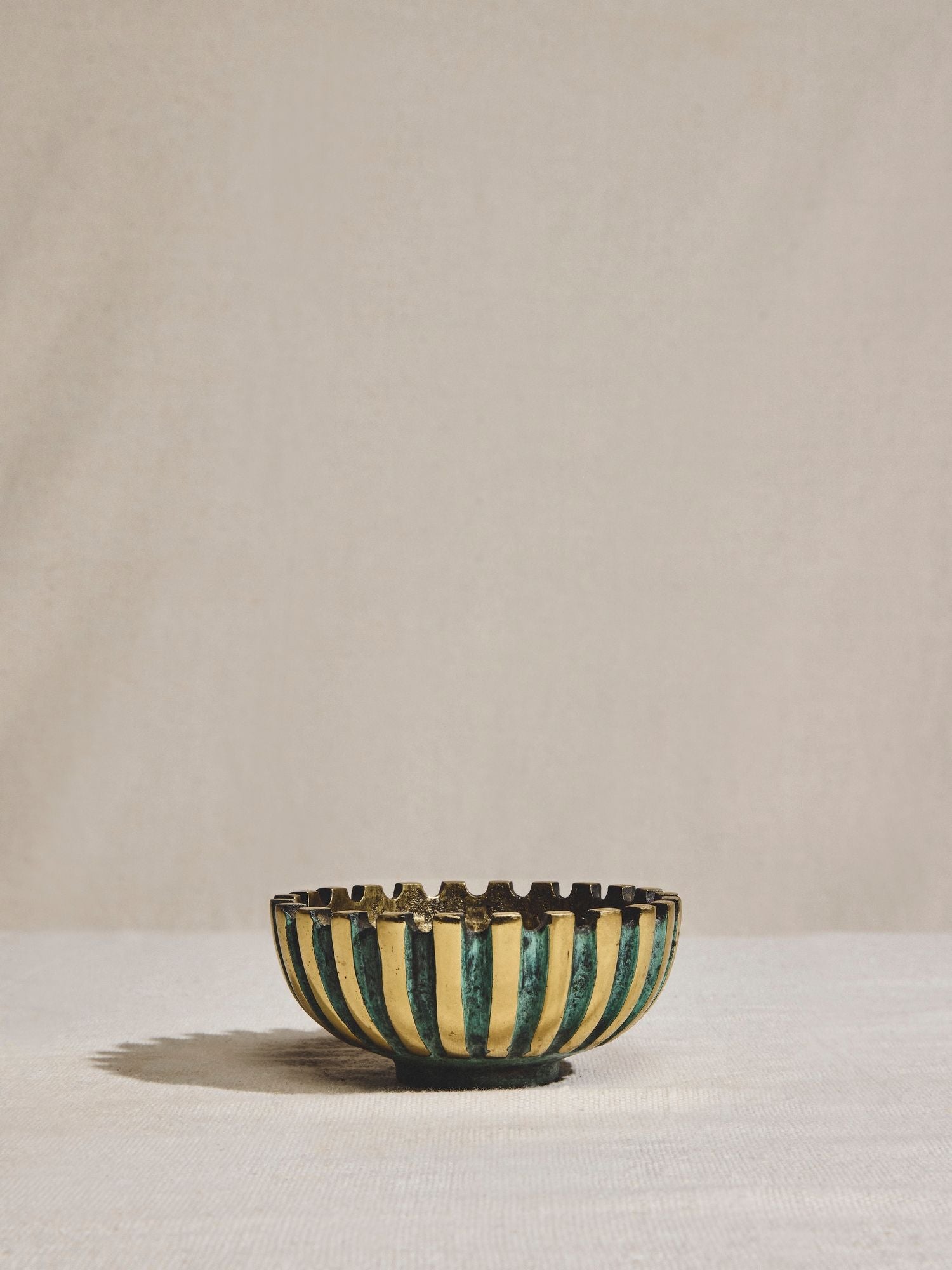 Striped Brass Bowl with Patina