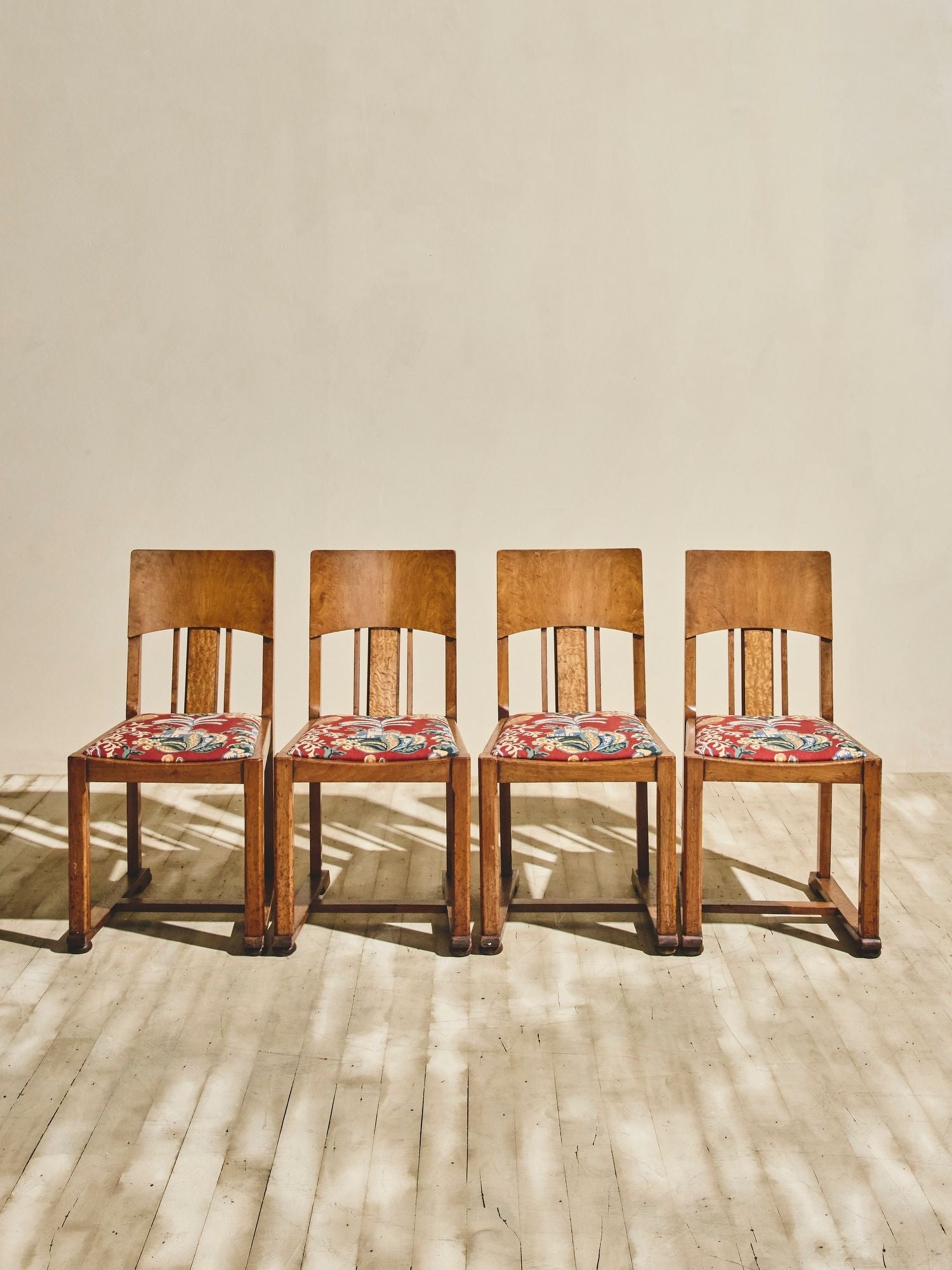 Set of 4 - 1920's Vintage Vermilion Flora Chairs